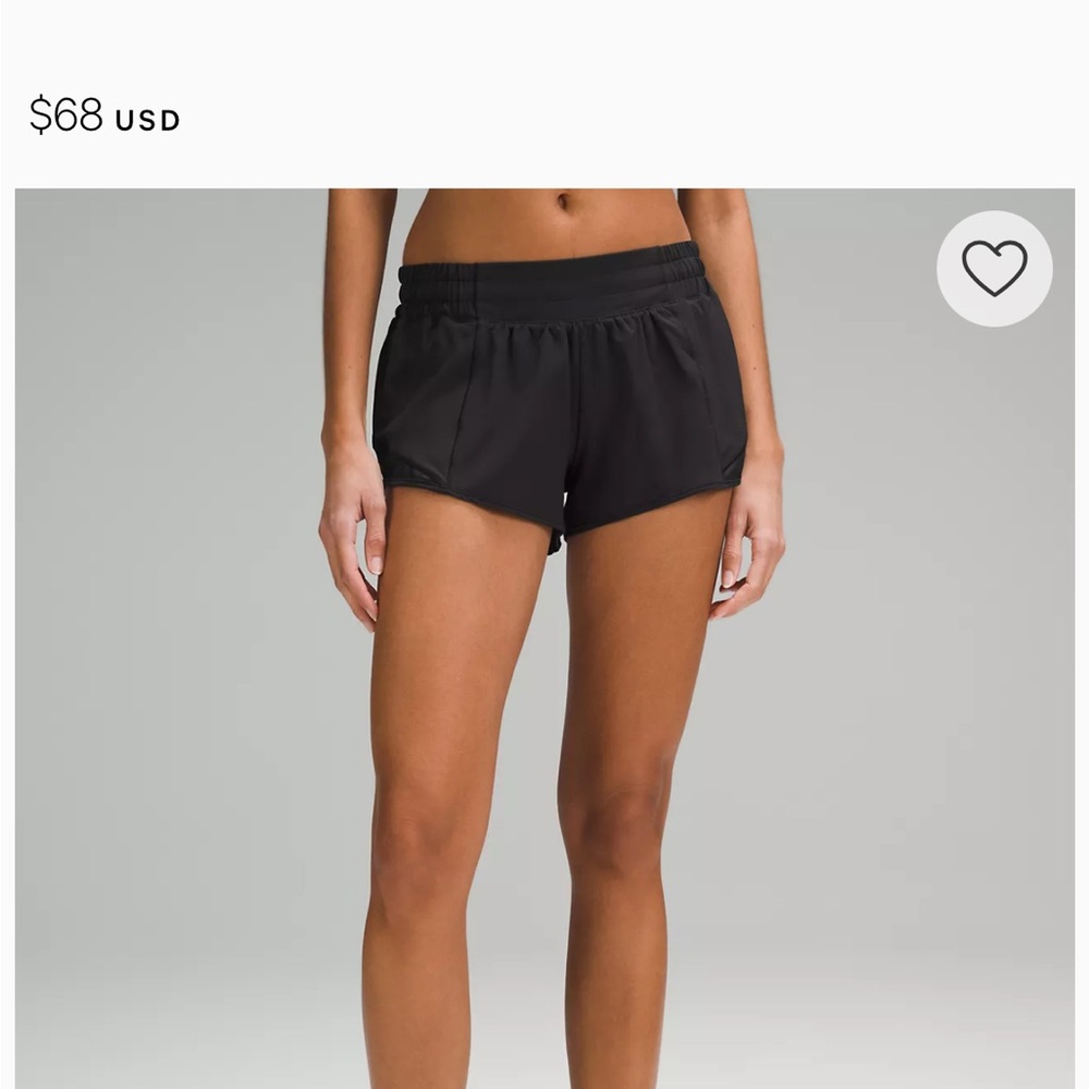 Black Lululemon Hotty Hot 2.5 inch shorts